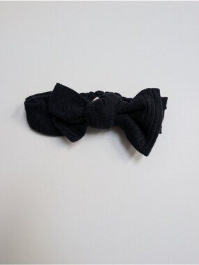 Kate Quinn Organic Cotton Wide Rib Large Bow Headband Black